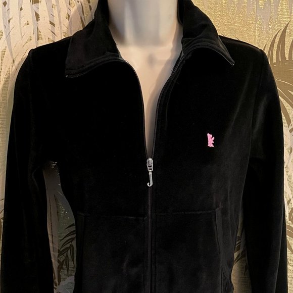 Juicy Couture Tops - y2k Juicy Couture Scottie Dog Embroidered Hoodie Sweatshirt Black Velour Jacket